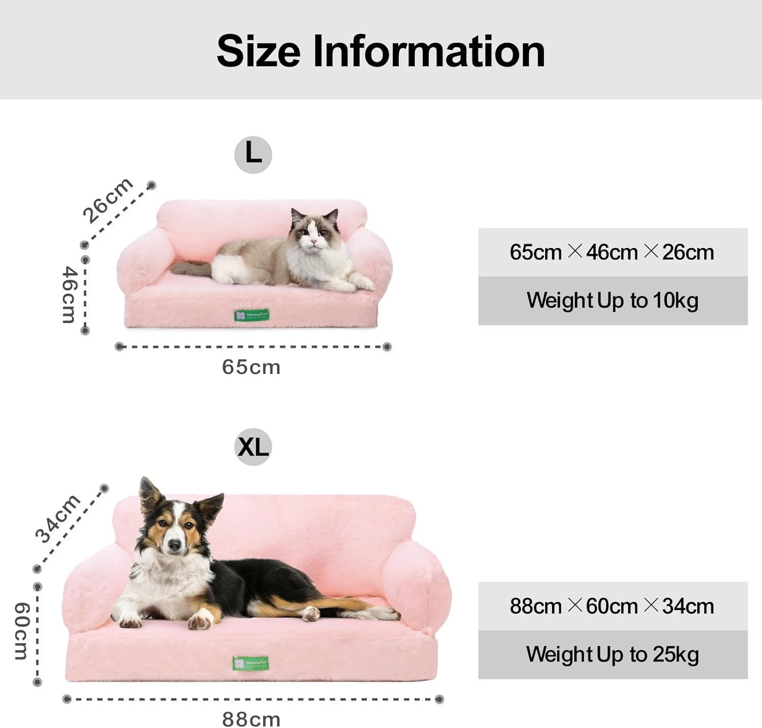 MEWOOFUN Fluffy Large 65x46cm Sofa Bed for Small Dogs & Cats Pets Possessions