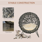 PawHut Rattan Round Chair with Removable Cushion for Cats & Dogs Pets Possessions