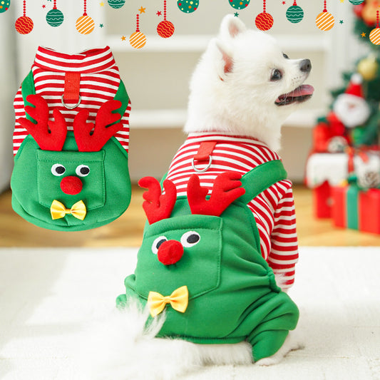 Christmas Elf Costume with Reindeer for Cats & Dogs