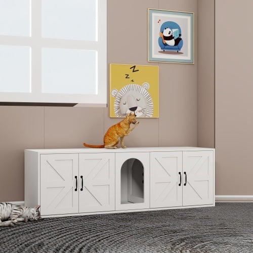 Modern Wooden Horizontal Enclosed Cat Housing & Litter Furniture Pets Possessions