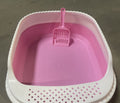 Vibrant Pink & White Cat Litter Box with Scooper (Easy Cleaning) Pets Possessions
