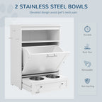 White Contemporary Pet Feeder Station with Storage Containers for Cats & Dogs (Must Have) Pets Possessions