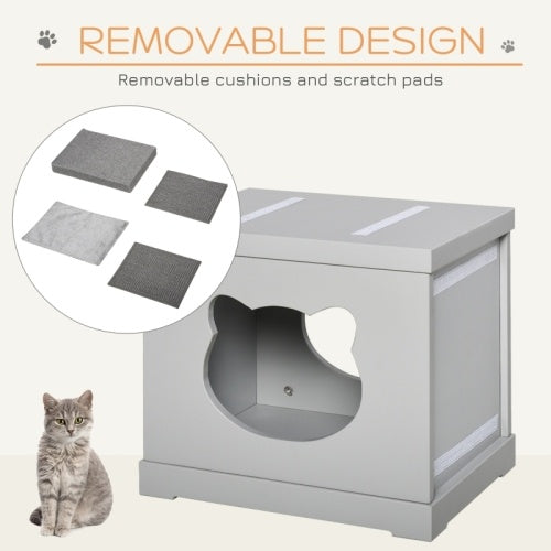 PawHut Cube Cave with Removable Sisal Scratching Pads for Cats