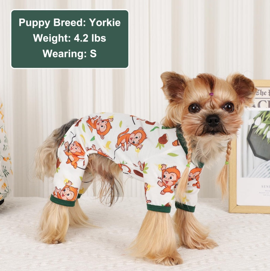 Cute Comfortable Monkey Print Pajamas for Small Dogs Pets Possessions