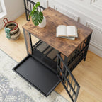 Contemporary Polished Wooden Kennel with Iron Bars for Dogs Pets Possessions