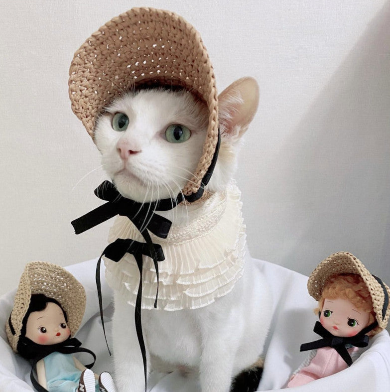Vintage Classy Coffee Crochet Hat for Cats and Small Dogs Pets Possessions LLC