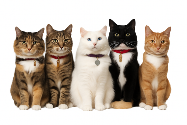 High-definition replica of the cat lineup with exact same proportions and no background